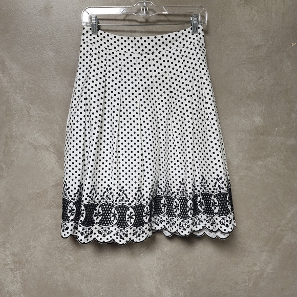 Talbots Black and White Polka Dot Beautiful and Unique Eyelet Skirt Set 16p - Picture 3 of 12